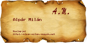 Alpár Milán névjegykártya